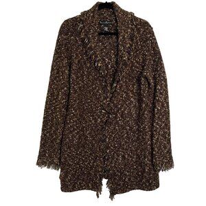 Mercer & Madison Women's Alpaca Mohair Boho Fringe Long Cardigan Size L Brown